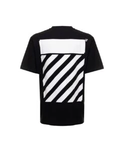 Off-White Off White Woman's Black Cotton Diagonal T-shirt With Logo Print -Serene Styles 056e4f6fd67bdca43eed0fe2f2310eee