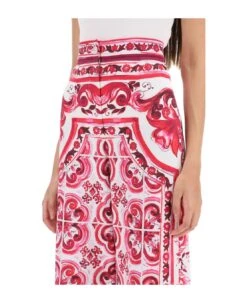 Dolce & Gabbana Palazzo Pants In Jersey With 'maiolica' Motif -Serene Styles 12fb9076e413459e10ab0f47c7c073e1