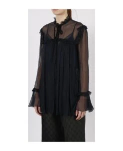 Gucci Silk Chiffon Ruffle Shirt -Serene Styles 265f0f0d7c3c0cf00e6777947465c761