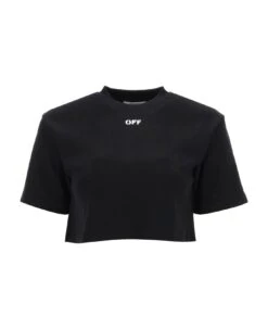 Off-White Cropped T-shirt With Off Print