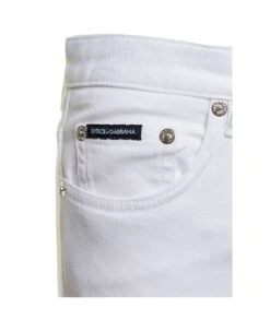 Dolce & Gabbana White Skinny Jeans With Logo Plaque In Cotton Denim Woman -Serene Styles 2d84ec8700963fc146ab498232ff1c2b