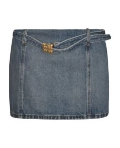 Miu Miu Belted Denim Skirt
