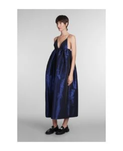 Ganni Dress In Blue Polyester -Serene Styles 2f753fc8b8e2acf0110583b805f5662b