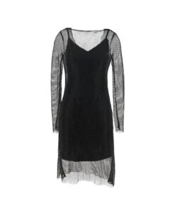 Max Mara Vezzo Short Embroidered Mesh Dress With Crystal