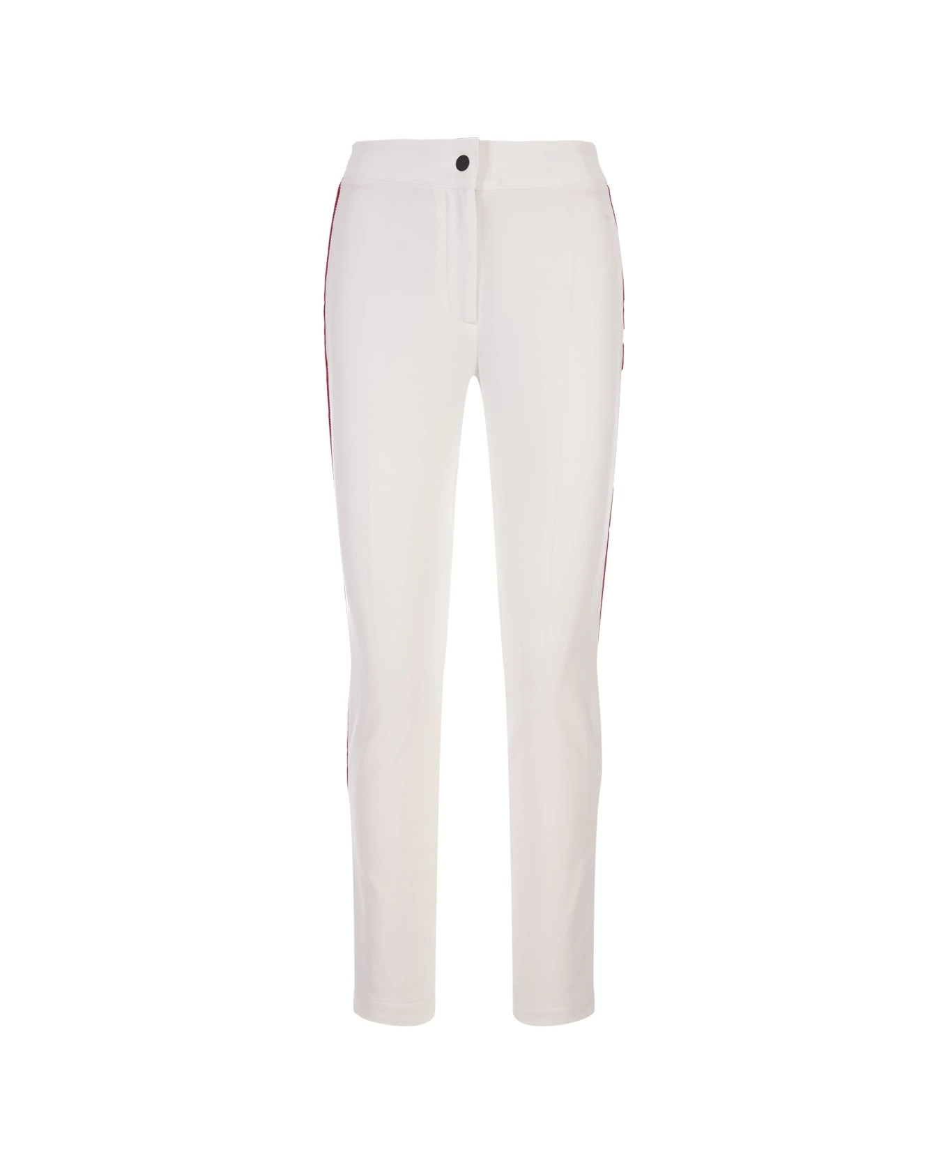 White Trousers With Embroidered Side Bands 1 White Trousers With Embroidered Side Bands