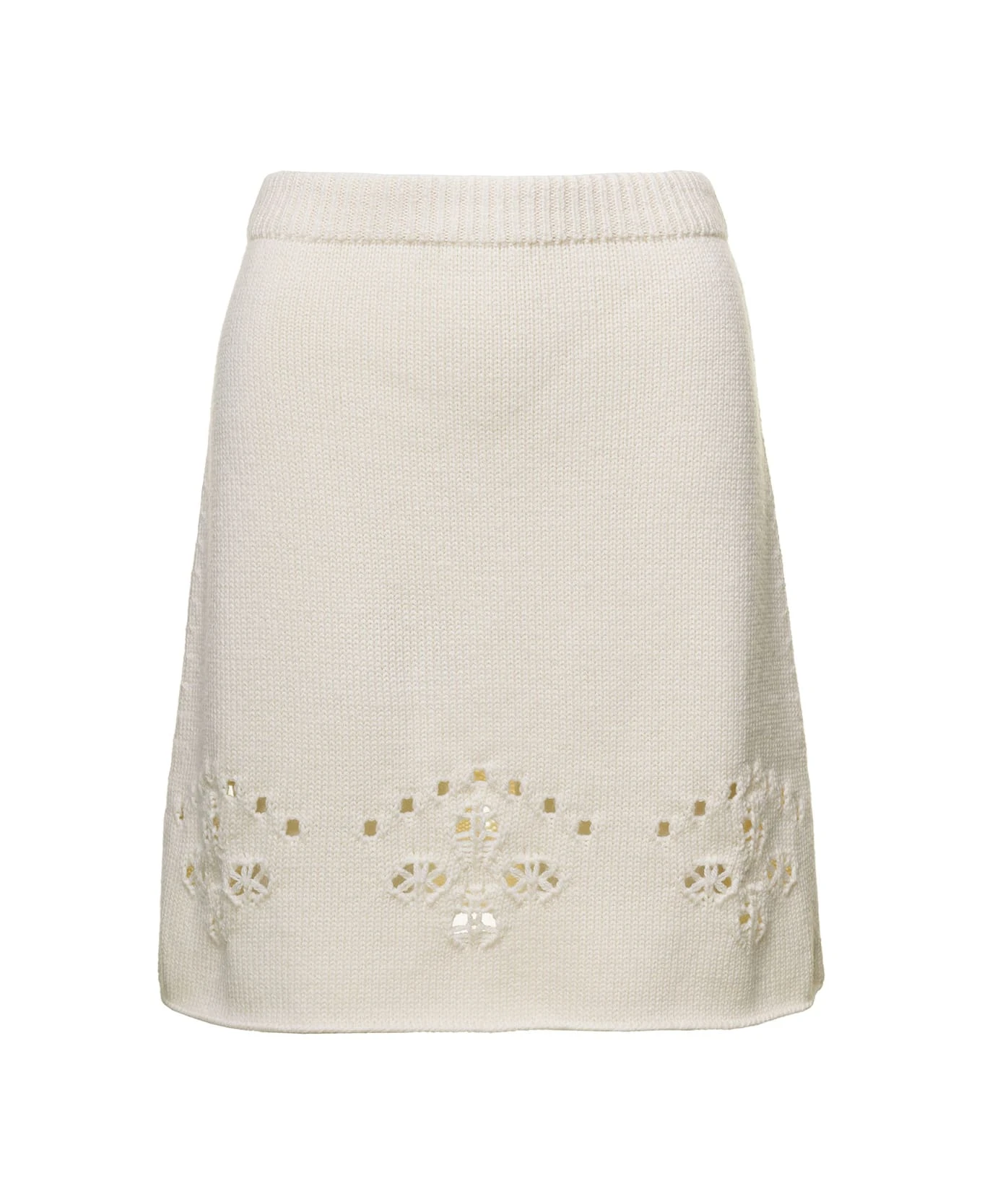 Chloé White A-line Knit Mini-skirt