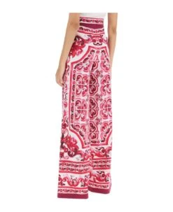 Dolce & Gabbana Palazzo Pants In Jersey With 'maiolica' Motif -Serene Styles 5256d9f6ebd43de580eab42c745b736a