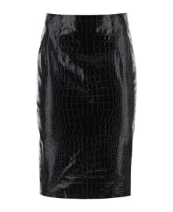 Versace Croco-effect Leather Pencil Skirt