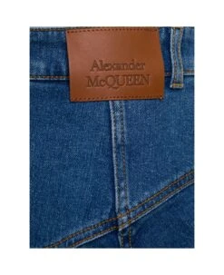 Alexander McQueen Blue Mini-skirt With Pleated Detail At The Back In Stretch Cotton Denim Woman 5 Alexander McQueen Blue Mini-skirt With Pleated Detail At The Back In Stretch Cotton Denim Woman -Serene Styles 63b62ae2baccb08801211bd9ed0ddfa9