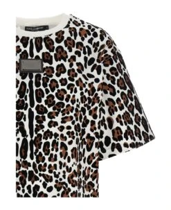 Dolce & Gabbana Animal Print Logo Plaque T-shirt -Serene Styles 63ffae441f11e8fdab633b5694df43c9