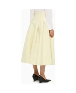 Bottega Veneta Camomile Wool Midi Skirt -Serene Styles 66c3459649bed40d60fde6ccd412e96d