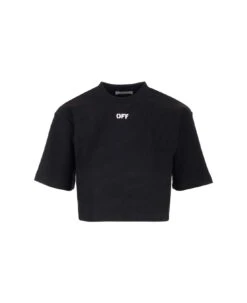 Off-White Black 'off' Cropped T-shirt