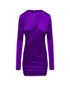 Versace Purple Minidress With Cut-out Detailing Satin Effect In Viscose Woman