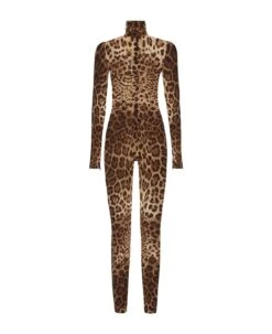 Dolce & Gabbana Leopard Print Silk Chiffon Jumpsuit