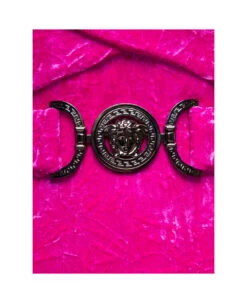 Versace Fuchsia Hooded Jumpsuit With Crisscross Medusa Biggie Belt In Crushed Velvet Woman -Serene Styles 8477d302903fa1371d18e99cb72f9628