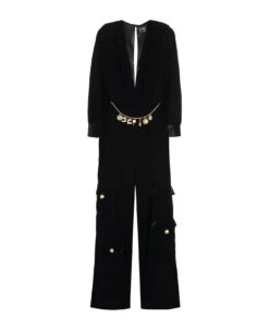 Elisabetta Franchi Belted Velvet Jumpsuit