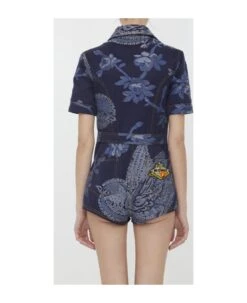 Etro Mini Jacquard Denim Jumpsuit -Serene Styles 8a35fc10aa6617a8ed783322a19befa4