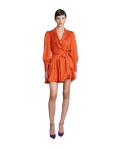 Zimmermann Dress In Orange Silk