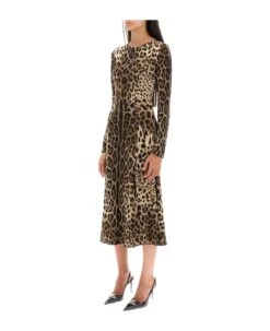 Dolce & Gabbana Midi Dress In Leopard Cady -Serene Styles 9c68ada3a7f93c10b242628c008ed0f8