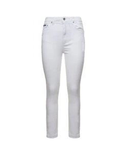 Dolce & Gabbana White Skinny Jeans With Logo Plaque In Cotton Denim Woman