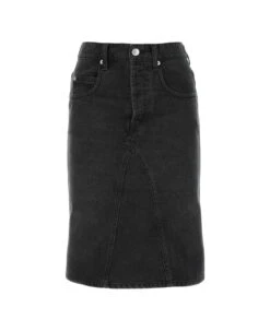 Button Detailed Denim Skirt
