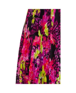 Versace Multicolor Asymmetric Pleated Mini-skirt With Logo Orchid Print In Polyester Woman -Serene Styles b0de6ff4364fa4ba45d20fcffcd12b1c