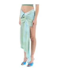 Off-White Tie-dye Draped Mini Skirt -Serene Styles b19d7b495826e3cd26cf8181606465ea