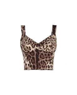Dolce & Gabbana Leopard Print Charmeuse Bustier