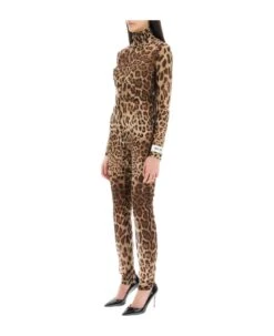 Dolce & Gabbana Leopard Print Silk Chiffon Jumpsuit -Serene Styles bbf4f2681fc0b0a5ab9b7a1eff87afef