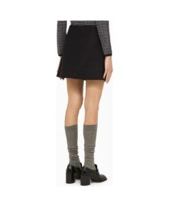 Prada Dark Blue Wool Miniskirt -Serene Styles bfd9d095a8ecf8a0c07cc2e547addc58