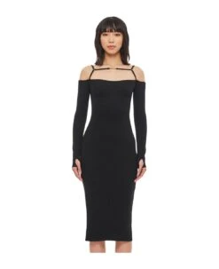 Jacquemus La Robe Sierra Ribbed Viscose Blend Midi Dress