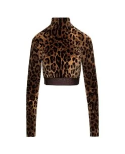 Dolce & Gabbana Animalier Velour Top