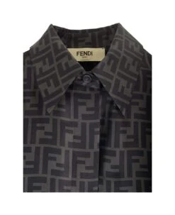 FENDI Gray Silk Twill Shirt -Serene Styles ca6c26c0d9ec7ca41cfe06d57c14cf2b