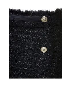 Versace Black Mini Lurex Skirt With Silver-tone Hardware In Wool Blend Woman -Serene Styles de0dee58fe7954c906dee6904f608633