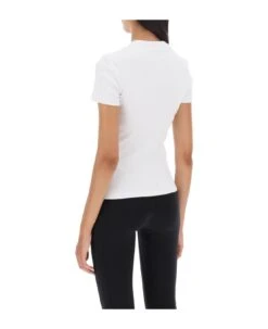 Off-White Ribbed T-shirt With Off Print -Serene Styles e543b12537c0b2d91dbec7cc787b1c99