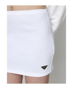 Prada Logo-plaque Cotton Miniskirt -Serene Styles eaf0b8e25e378db3edc8eee679e56b21