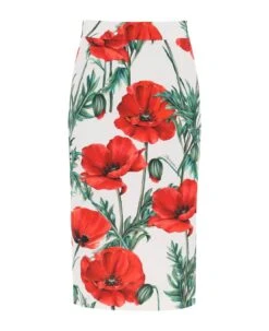 Dolce & Gabbana Midi Skirt With Poppy Print