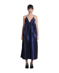 Ganni Dress In Blue Polyester