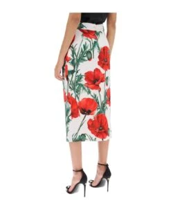 Dolce & Gabbana Midi Skirt With Poppy Print -Serene Styles f372376f1379a2acec9f55f7d91e94eb