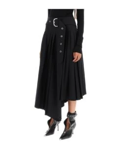 Off-White Belted Tech Drill Pleated Skirt -Serene Styles fcacda215d671085dd0e3504db34f519